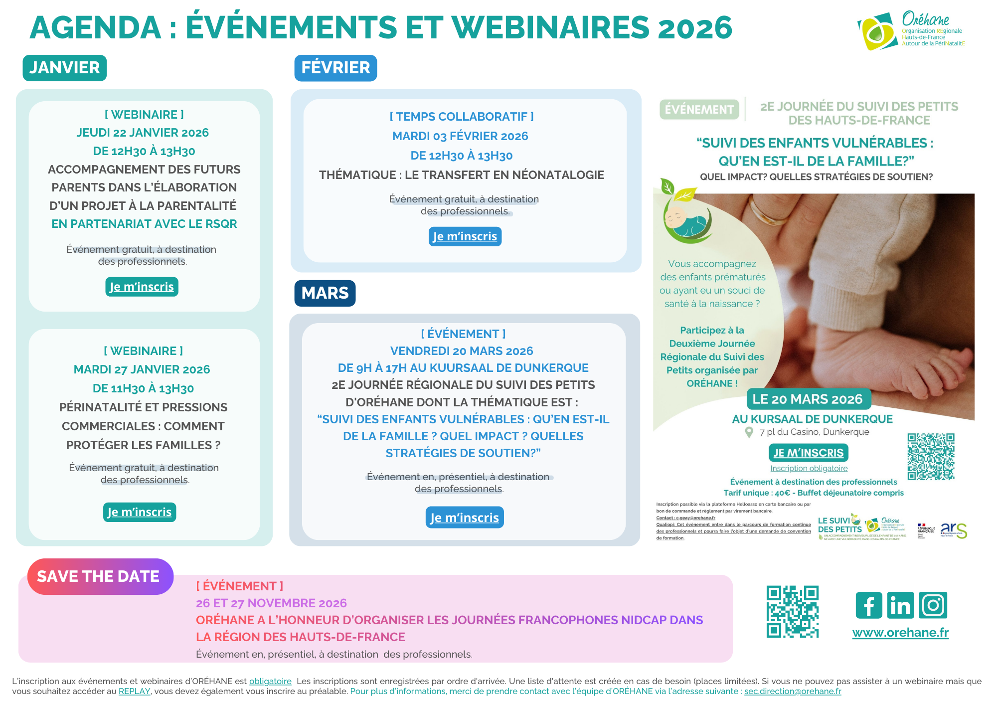 Agenda des webinaires 84